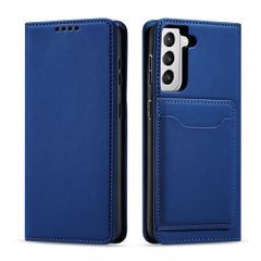 Magnet Card Case Case for Samsung Galaxy S22 + (S22 Plus) Pouch Wallet Card Holder Blue