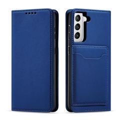 Magnet Card Case for Samsung Galaxy S22 + (S22 Plus) Pouch Wallet Card Holder Blue