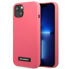 Karl Lagerfeld Silicone Plaque iPhone 13 Case - Fuchsia