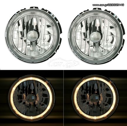 Σετ Φανάρια Εμπρός 2 X Μπροστινα Φανάρια ζευγάρι  2 ΤΕΜΑΧΙΑ Σετ φώτων Angel Eyes για VW Golf 1 σε χρώμιο