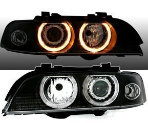 Σετ Φανάρια Εμπρός 2 X Μπροστινα Φανάρια -Διαφανές γυαλί angel eyes για BMW E39 σειράς 5 σε μαύρο χρώμα