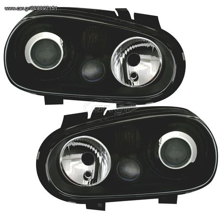 Σετ Φανάρια Εμπρός 2 X Μπροστινα Φανάρια -Διαφανές γυαλί  για Golf 4 σε εμφάνιση μαύρο R32