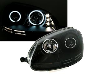 Σετ Φανάρια Εμπρός 2 X Μπροστινα Φανάρια -Διαφανές γυαλί CCFL Angel Eyes για VW Golf 5