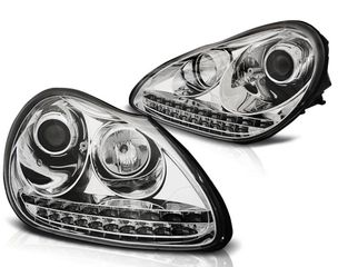 ΦΑΝΑΡΙΑ ΕΜΠΡΟΣ Headlights Porsche Cayenne xenon LED DRL look chrome