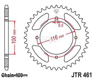 ΓΡΑΝΑΖΙ ΠΙΣΩ ΤΡΟΧΟΥ KAWASAKI KX 80/85/100 JTR461 51ΔΟΝΤΙΑ