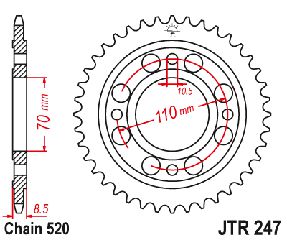 ΓΡΑΝΑΖΙ ΠΙΣΩ ΤΡΟΧΟΥ JTR247 HONDA CB400 36ΔΟΝΤΙΑ