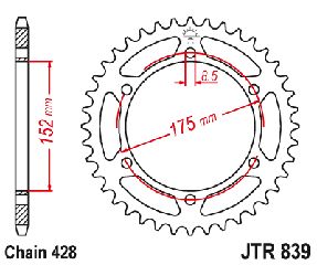 ΓΡΑΝΑΖΙ ΤΡΟΧΟΥ JTR839 55 ΚΑΙ 53 KAI 57 ΔΟΝΤΙΑ YAMAHA DT125 R 