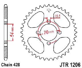 ΓΡΑΝΑΖΙ ΠΙΣΩ ΤΡΟΧΟΥ HONDA CBR125 42T JTR1206