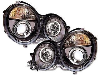 ΦΑΝΑΡΙΑ ΕΜΠΡΟΣ Headlights Mercedes E-Class W210 95-98 Angel Eyes Black