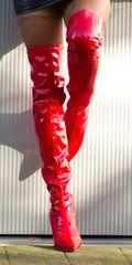 SOO SEXY! LATEXLOOK HIGHHEEL OVERKNEES RED