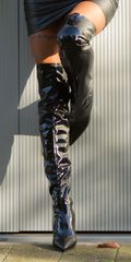 SOO SEXY! LATEXLOOK HIGHHEEL OVERKNEES BLACK