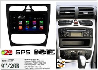 MERCEDES C (W203) 1999-2004 ANDROID 9' ΙNΤΣΩΝ ΟΘΟΝΗ. ANDROID 11' MIRROR LINK WIFI GPS BLUETOOTH YOUTUBE PLAY STORE MP3 USB RADIO VIDEO