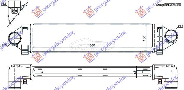 ΨΥΓΕΙΟ INTERCOOLER 2.5 ST225/RS305/RS350 ΒΕΝΖΙΝΗ (660x150x65) για FORD FOCUS C-MAX 03-07