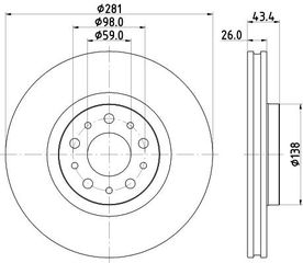 Δισκόπλακα HELLA PAGID 8DD355132131 για Fiat Tipo 5Door 1400cc LPG 120ps 2016 Σήμερα