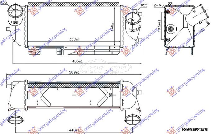 ΨΥΓΕΙΟ INTERCOOLER 2.0 CRDI (350x146x90) για HYUNDAI iX35/TUCSON 10-15