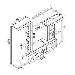 Σύνθεση TV μελαμίνης Dexter Megapap χρώμα γκρι oak - dark atelier 300x40x200εκ. 0206443