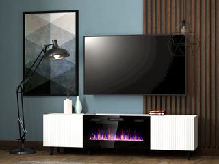 PAFOS EF TV stand 180 white/white with black legs DIOMMI CAMA-PAFOS-RTV-EF-BI/BI DIOMMI-60-19858