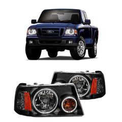 Ζευγάρι μαρκέ μπροστινά φανάρια FULL LED Ford Ranger 2006-2009 Εμπρόσθια Φανάρια Angel Eyes