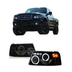 Ζευγάρι μαρκέ μπροστινά φανάρια FULL LED Ford Ranger 2001-2005 Angel Eyes