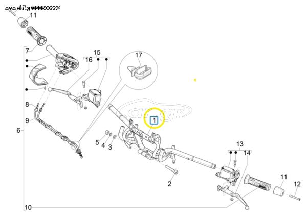 Τιμόνι Piaggio Beverly 400 HPE ABS E5 2021-2024 ZAPMD2200 1B006310