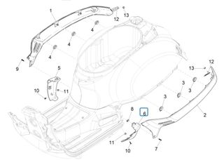 Καπάκι Προφυλακτήρα Αριστερό Αβαφο Vespa GTS 300 Super Sport 4V ie  E3 ZAPM45200 2009-2013 1B000591