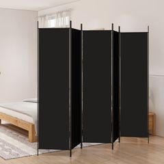Διαχωριστικό Δωματίου με 5 Πάνελ Μαύρο 250x200 εκ. από Ύφασμα 350189