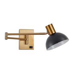 SE21-GM-52-MS3 ADEPT WALL LAMP Gold Matt Wall lamp with Switcher and Black Metal Shade+ HOMELIGHTING 77-8368