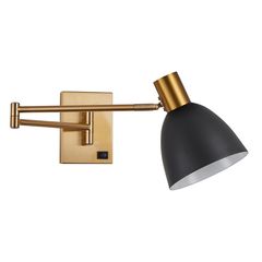 SE21-GM-52-MS2 ADEPT WALL LAMP Gold Matt Wall lamp with Switcher and Black Metal Shade+ HOMELIGHTING 77-8367