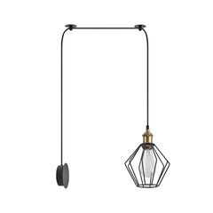 SE21-BR-10-BL1W-GR1 MAGNUM Bronze Metal Wall Lamp with Black Fabric Cable and Metal Grid+ 1Z2 HOMELIGHTING 77-8886