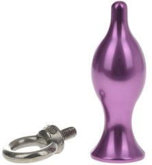 Pink Metallic Anal Plug With Ring 7.6 Cm-thumb-2