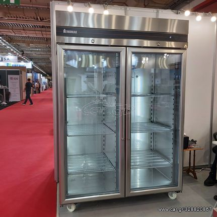 Ψυγείο θάλαμος βιτρίνα συντήρηση 144*90,5*210 εκ, με 2 πόρτες (τζάμι), Inomak CEP 2144/GL/WH και ρόδες,  Ποιότητα & Τιμή Stockinox
