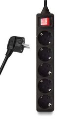 POWERTECH πολύπριζο PT-877, 5x schuko, 16A, 3m, μαύρο
