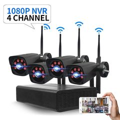 4CH 3.0MP 1080P Wireless Black Surveillance Camera System Kits outdoor/Indoor