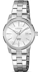 Ρολόι Citizen με ημερομηνία και ασημί μπρασελέ EU6070-51D