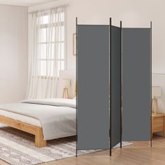 Διαχωριστικό Δωματίου με 3 Πάνελ Ανθρακί 150x200 εκ. από Ύφασμα 350180