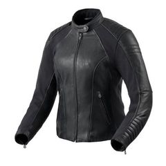 ΓΥΝΑΙΚΕΙΟ ΜΠΟΥΦΑΝ ΔΕΡΜΑΤΙΝΟ CORAL LADIES JACKET BLACK FJL119| REV'IT