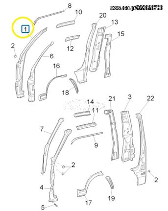 Κολώνα Εξωτερική Δεξιά Piaggio Porter Multitech E6 Entry Level 2017-2020 6102787Z01000