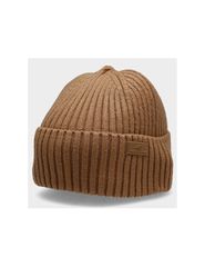 4F Beanie Ανδρικός Σκούφος με Rib Πλέξη σε Μπεζ χρώμα H4Z22-CAM003-82S