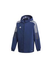 Adidas Παιδικό Αθλητικό Μπουφάν Κοντό Αντιανεμικό με Κουκούλα Μπλε Tiro 21 GP4974