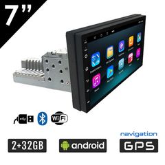 1-DIN Android (2GB + 32GB) οθόνη αφής 7" ιντσών με Ελληνικό GPS Bluetooth WI-FI Youtube USB (ηχοσύστημα αυτοκινήτου 2GB rom 1DIN πλοηγός MP3 ραδιόφωνο MP5 4x60W 1-DIN mirrorlink επτά εφτά 4 x 60