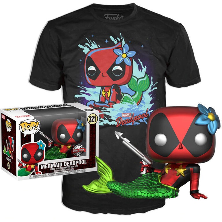 Set figure POP & Tee Marvel Deadpool Mermaid Exclusive Large