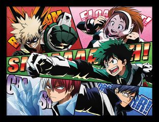 MY HERO ACADEMIA - Comic Action - Framed Engineered Wood Print 30x40cm