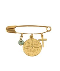 Καρφίτσα σε χρυσό Κ14 με Κωνσταντινάτο και ματάκι 24416