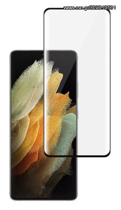 POWERTECH tempered glass 3D, full glue, Samsung S21 Ultra 5G, μαύρο