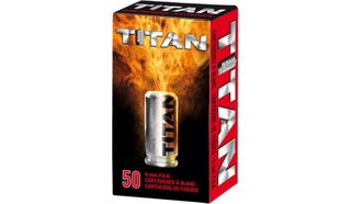 UMAREX PERFECTA TITAN BLANK CARTRIDGES Σηματοδοσίας 9mm P.A.K — Ενδεικτική τιμή προϊόντος της κατασκευάστριας εταιρείας για την Ευρωπαϊκή αγορά : 32 € ΒΛΕΠΕ ΣΗΜΑΝΤΙΚΗ ΠΡΟΕΙΔΟΠΟΙΗΣΗ ΑΣΦΑΛΕΙΑΣ ΠΕΛΑΤΩΝ