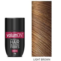 VolumON Hair Building Fibers, Μικρο-ίνες Φυσικής Κερατίνης κατά της Τριχόπτωσης & Αραίωσης των Μαλλιών 12γρ Ανοιχτό Καστανό