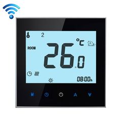 BHT-1000-GB-WIFI 16A Load Electronic Heating Type Touch LCD Digital WiFi Heating Room Thermostat with Sensor, Display Clock / Temperature / Periods / Time / Week / Heat etc.(Black)