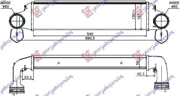 Ψυγειο INTER.2,0TD03-06(54x130x50)(62/62 Bmw X3 (E83) 07-11 - 059406210