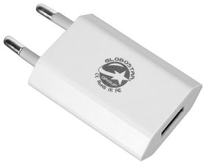 Φορτιστής USB 1 Θέσης Wall Adapter 1A 5V DC Λευκός GloboStar 69995