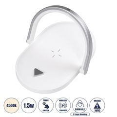 GloboStar® ECLIPSE 76559 Επιτραπέζιο Φωτιστικό Πορτατίφ LED 15W 1200lm 180° AC 220-240V IP20 Φυσικό Λευκό 4500K Dimmable Λευκό Πλαστικό - Μ17 x Π13 x Υ10cm - 2 Xρόνια Εγγύηση